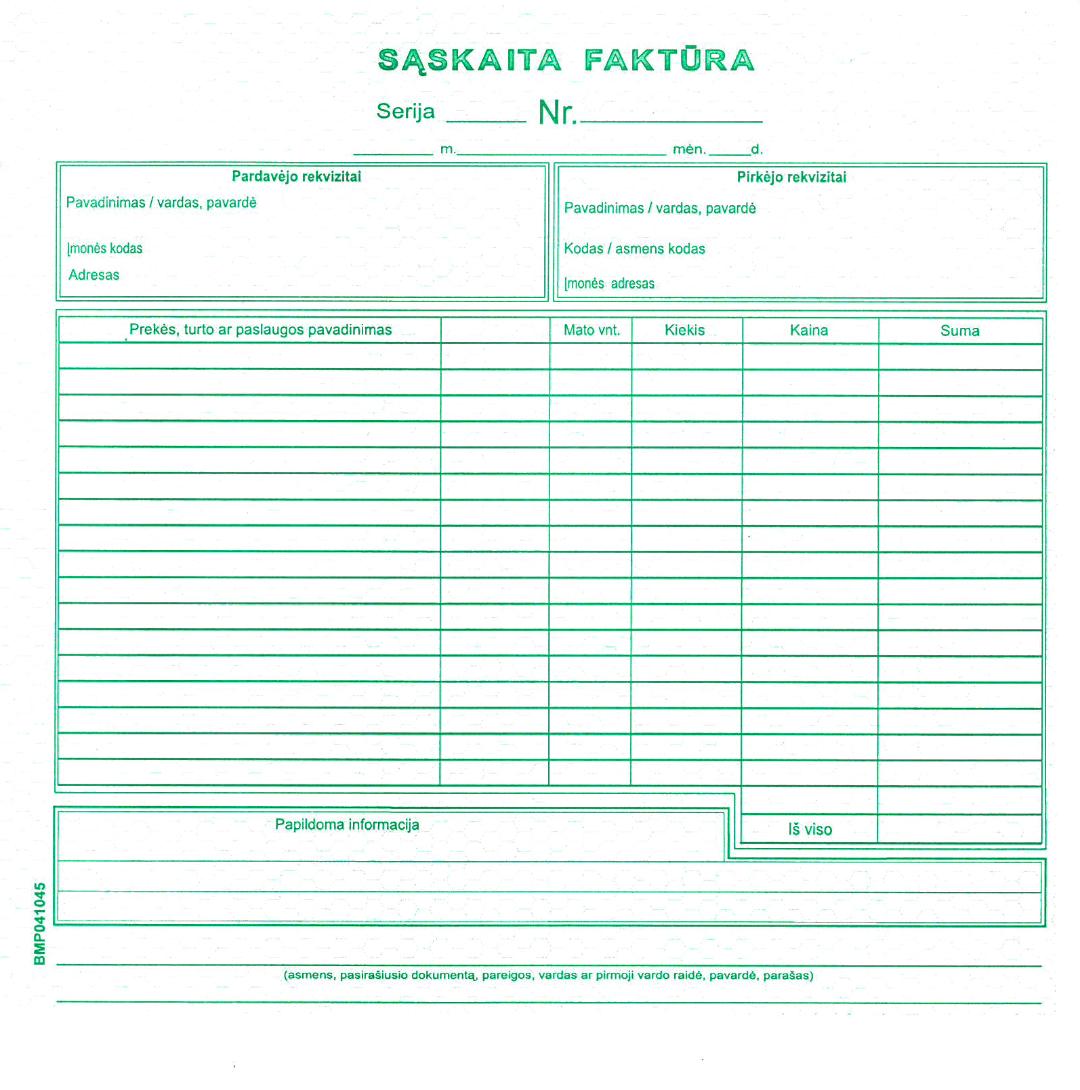 Sąskaita- faktūra 8c. Sąskaita-faktūra 8 colių - Image 1