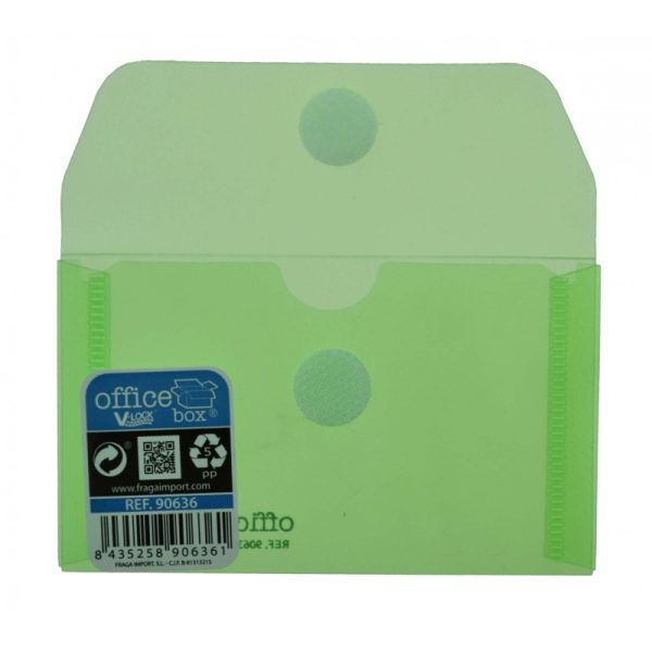 Plastikinis vokas su spaustuku Office Box 105x62mm žalias
