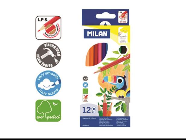 spalvoti pieštukai Milan Spalvoti šešiabriauniai pieštukai, Milan, 12 sp. - Image 1