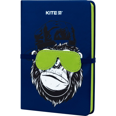 Užrašų knyga BLUE MONKEY, Kite, B6, langeliais, 96 lapai, 70gsm, kietas PU viršelis su dekoracija