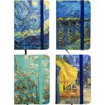 Užrašų knygelė "Vincent van Gogh", A7, kietu puošniu viršeliu, 80 lapų, linija, su skirtuku ir gumele, 103x73mm