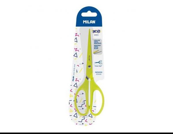 Žirklės MILAN ACID, 17 cm, universalios ( tinka ir kairiarankiams), ryškiai žalios sp.