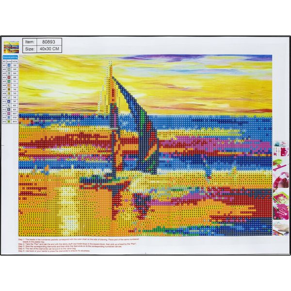 Deimantinės mozaikos rinkinys "SAILBOAT", 300x400mm