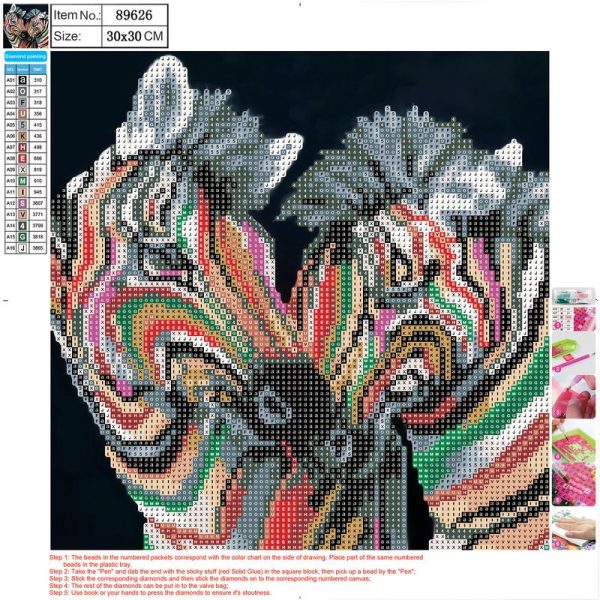 Deimantinės mozaikos rinkinys "ZEBRA", 300x300mm