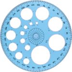 Liniuotė- matlankis CENTRUM, 360°, diam. 11cm, su apskritimais, skaidrus, blisteryje