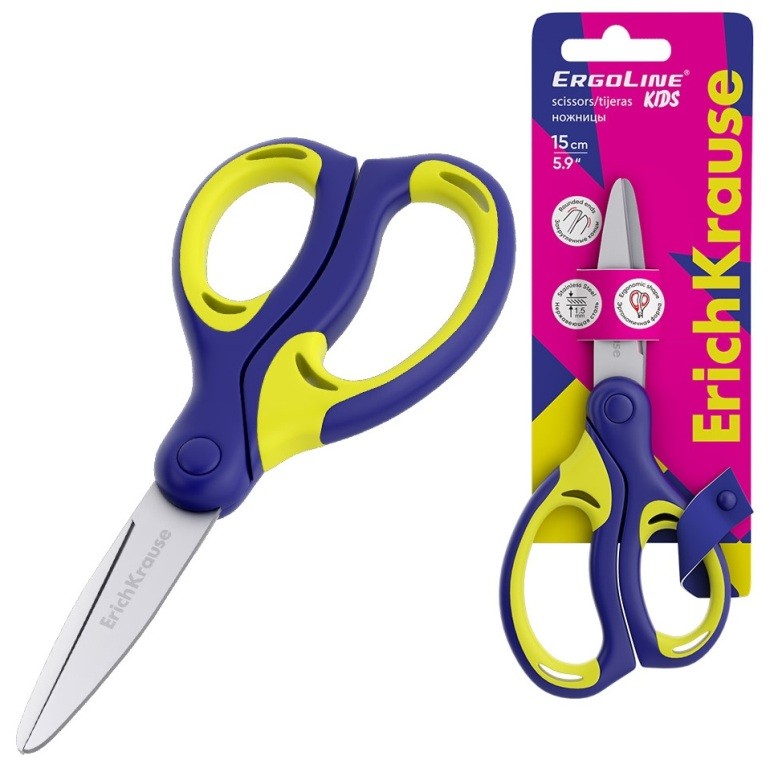 Žirklės ERGOLINE KIDS, ErichKrause, 15cm3 Žirklės ERGOLINE KIDS, ErichKrause, 15cm - Image 1