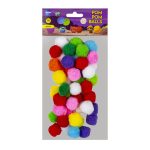 Dekoracija POMPONAI, įv. spalvų, 25mm, 50vnt.