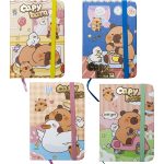 Užrašų knygelė „CAPYBARA”, A7, kietu puošniu viršeliu, 80 lapų, linija, su skirtuku ir gumele